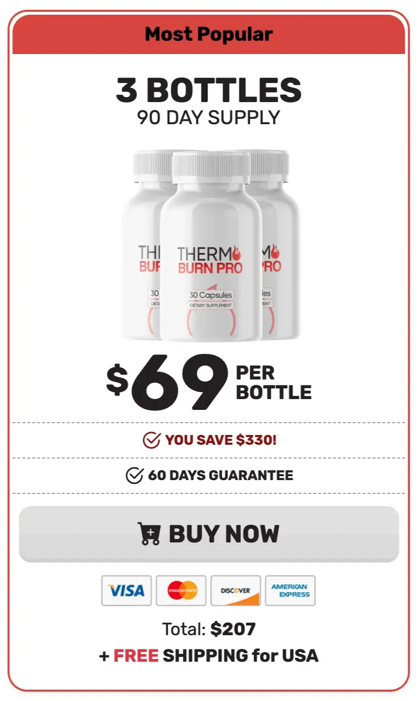 Thermo Burn Pro 3 bottle 90 day most popular pack with free US shipping
